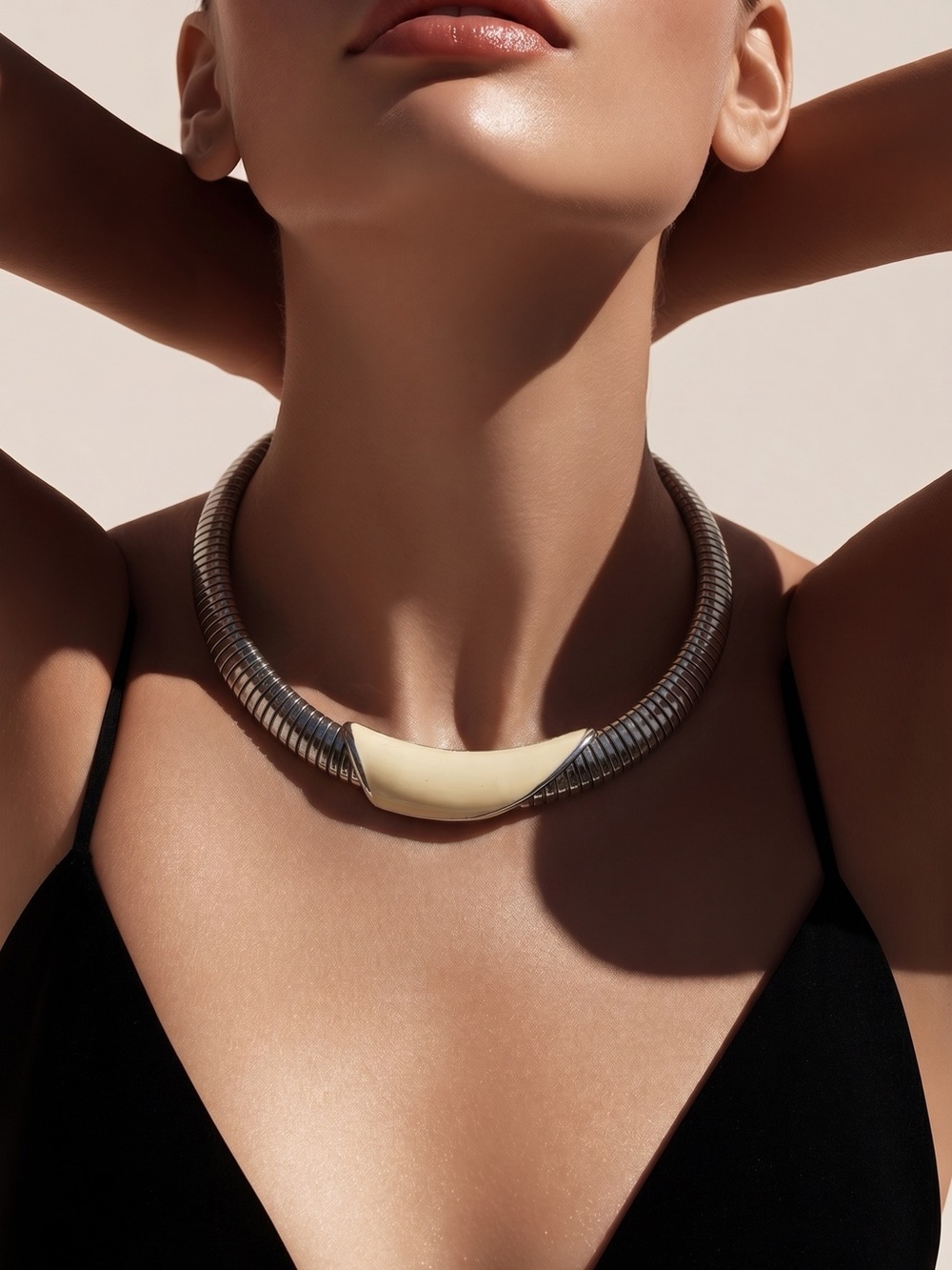 Vintage Monet Omega Tubogas Choker Necklace